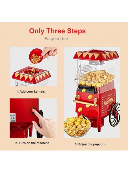 ffgg Hot Air Popcorn Maker Vintage Popcorn Machine 1200W Popcorn Popper with Measuring Cup No Oil Required Great for Movie Nights and Christmas B09N976ZDD
