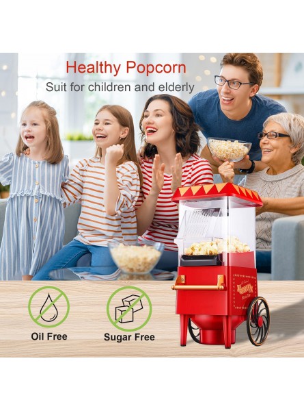 ffgg Hot Air Popcorn Maker Vintage Popcorn Machine 1200W Popcorn Popper with Measuring Cup No Oil Required Great for Movie Nights and Christmas B09N976ZDD