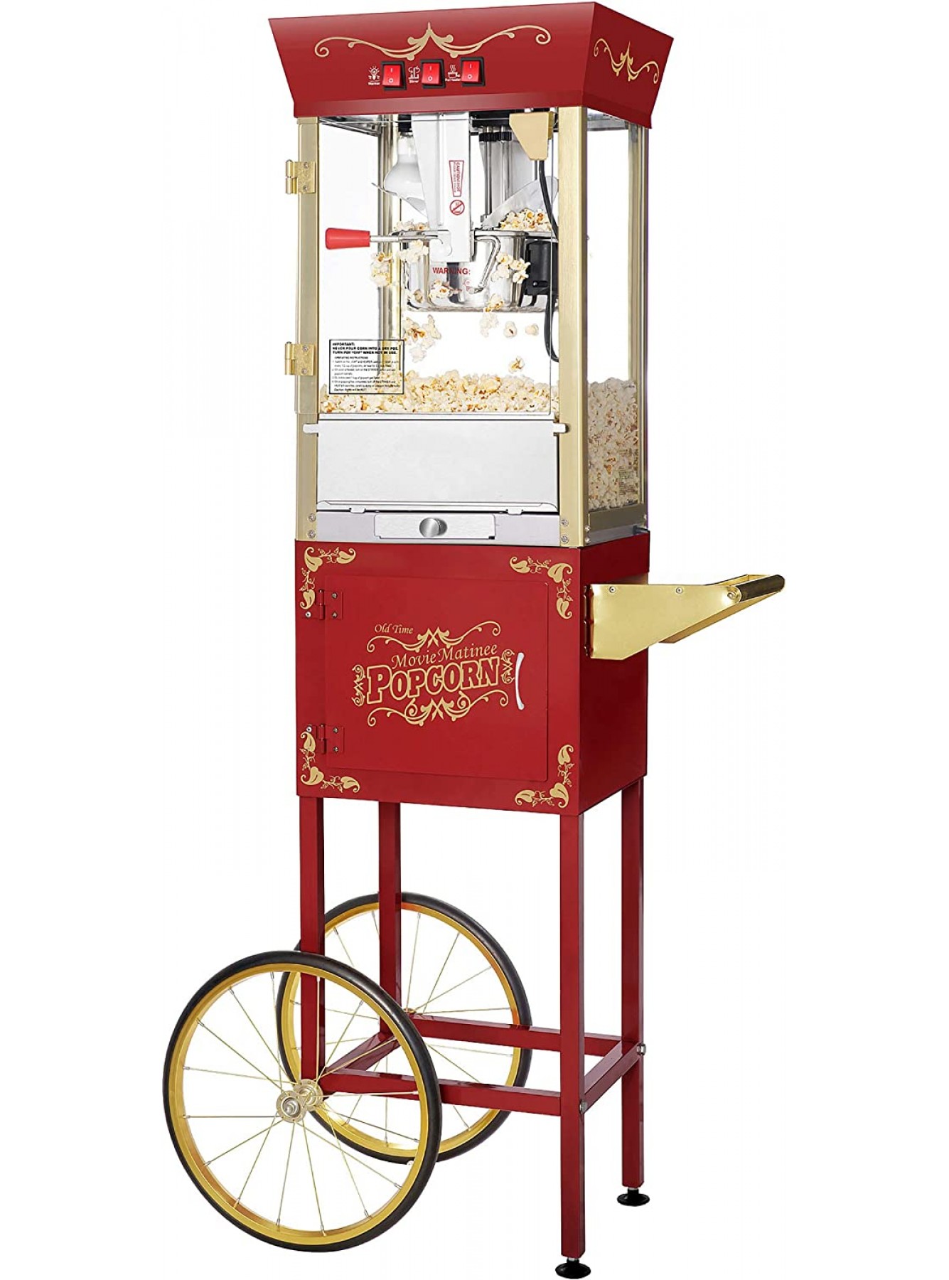 Great Northern Popcorn 969915UBY Matinee Popcorn Machine with Cart 8oz Red B08V9CVWL6