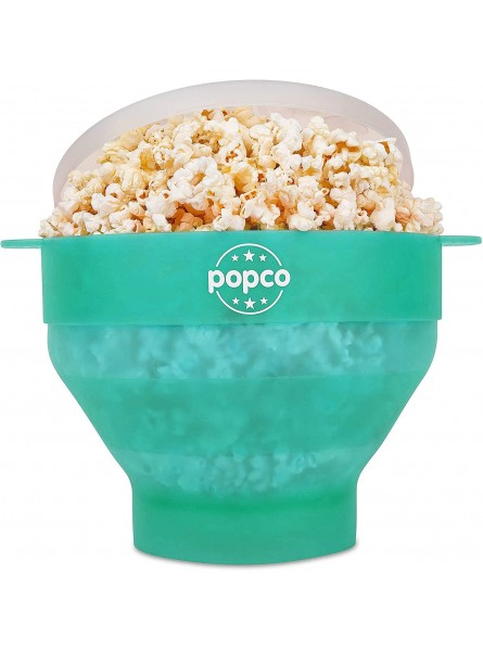 The Original Popco Silicone Microwave Popcorn Popper with Handles Silicone Popcorn Maker Collapsible Bowl Bpa Free and Dishwasher Safe 15 Colors Available Transparent Aqua B087QJPSNK