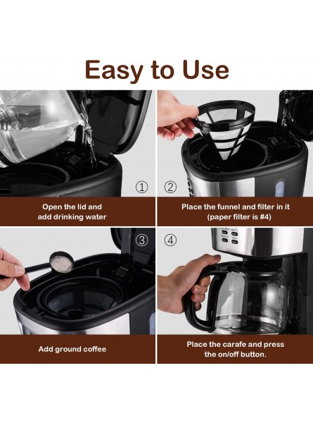 12 Cup Coffee Maker Programmable Coffee Machine & Ice Coffee Maker with Glass Carafe Drip Coffee Maker Pot Auto Keep Warm Strength Control Quick Brew Anti-Drip,Stainless Steel B09S9MTX4N