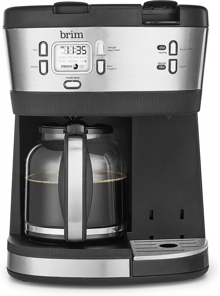 Brim Trio Multibrew System 12 Cup Programmable Coffee Maker Brews a 6oz Cup of Coffee in 1-2 Minutes Convenient Variable Brew Size K-Cup Compatible Stainless Steel Black B07J2R1JQY
