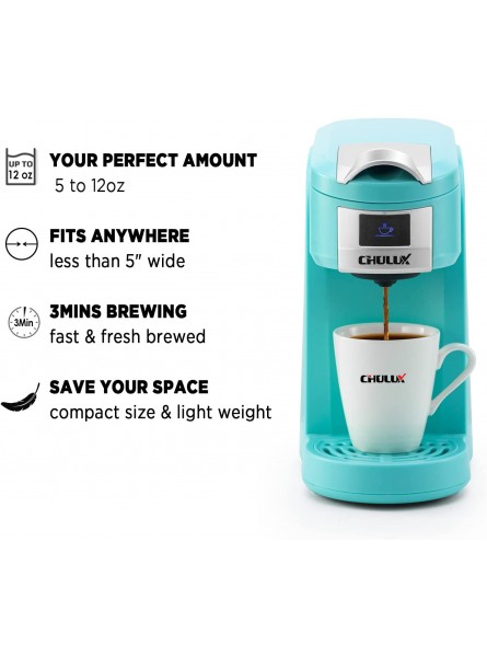 CHULUX Single Cup Coffee Maker Machine,12 Ounce Pod Coffee Brewer,One Touch Function for Brewing Capsule or Ground Coffee,Cyan B08C4VZ252