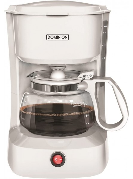 Dominion 4-Cup Coffeemaker Compact Coffee Pot Brewer Machine Quiet Operation with On Off LED Indicator Light Convenient Cord Storage and Auto Pause Feature Easy Anti-drip Coffeemaker with Coffee Pot and Removable Filter Basket for Office Home White B0B3SB