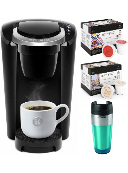 Keurig K-Compact Single Serve Coffee Maker with 24-Count Single Serve K-Cups and Stainless Steel Tumbler Bundle 4 Items B097S7JYWF