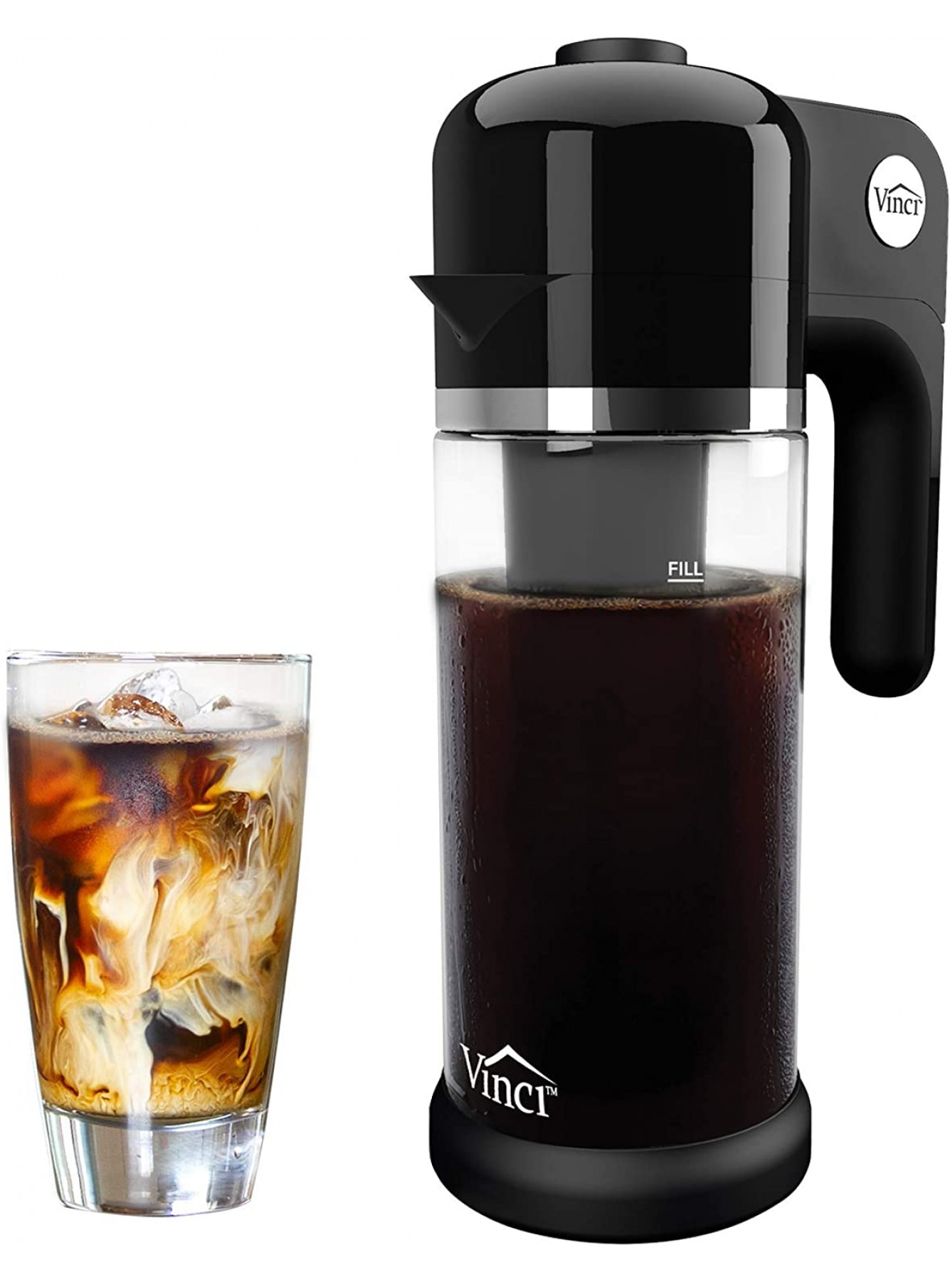 Vinci Express Cold Brew Electric Coffee Maker | Cold Brew in 5 Minutes 4 Brew Strength Settings & Cleaning Cycle Easy to Use & Clean Glass Carafe 1.1 Liter 37 Fl Ounces B084L54SPY