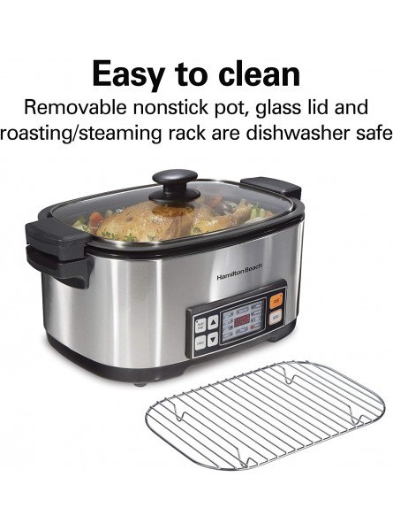 Hamilton Beach 9-in-1 Slow Cooker for Sear Saute Steam Rice 6qt Nonstick Crock Digital Electric Stainless Steel 33065 B07JB7TNZ8