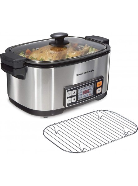 Hamilton Beach 9-in-1 Slow Cooker for Sear Saute Steam Rice 6qt Nonstick Crock Digital Electric Stainless Steel 33065 B07JB7TNZ8