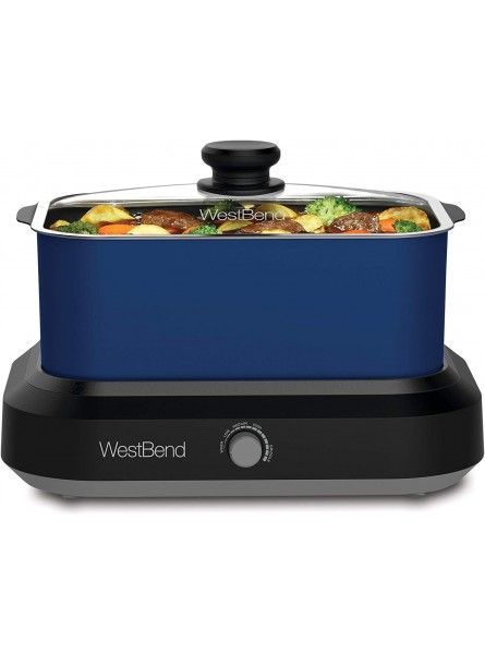 West Bend 87905B Slow Cooker Large Capacity Non-stick Variable Temperature Control Includes Travel Lid and Thermal Carrying Case 5-Quart Blue B07DP9BMTW