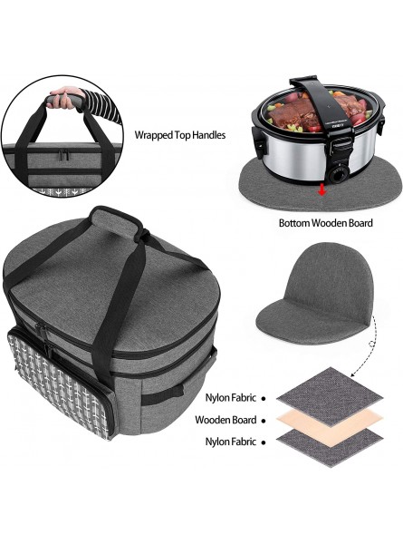 YARWO Slow Cooker Travel Bag with Bottom Board Compatible with Crock-Pot and Hamilton Beach 6-8 Quart Oval Slow Cooker Double Layers Slow Cooker Carrier Gray with Arrow Bag Only B08SJ8SFM5