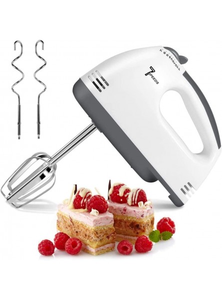 2022 Electric Hand Mixer 7 Speeds Selection Portable Kitchen Mixer Lightweight Powerful Handheld Electric Mixer Stainless Steel Egg Whisk with 2 Beaters & 2 Dough Hooks for Cake Baking Cooking B09ZTNZK25