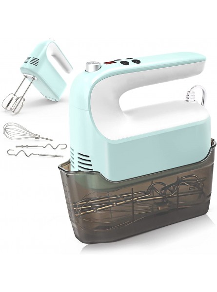 CBQ Hand Mixer Electric 9 Speed 400W Handheld Mixer with Digital Display Touch Button Turbo Storage Case 5 Stainless Steel Accessories Electric Handheld Mixer for Cake Cookie Egg Cream Dough Ice Blue B09R1PB4R2