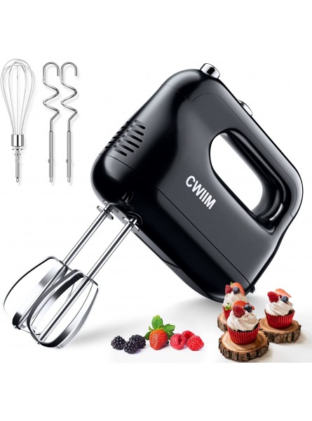 CWIIM Hand Mixer Electric 5 Speed Portable Handheld Mixer with Eject Button Kitchen Hand Mixer with Stainless Steel Whisk Dough Hooks and Beaters for Easy Whipping Cream Cake Cookies Black B09D8LN94M