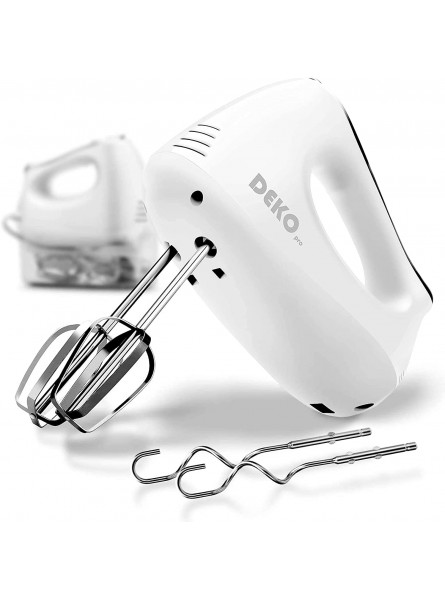 DEKOPRO Hand Mixer Electric Power 5-Speed with Snap-On Storage Case,4 Stainless Steel Accessories for Easy Whipping Mixing Cookies Brownies Cakes and Dough Batters B08RYD9X9P