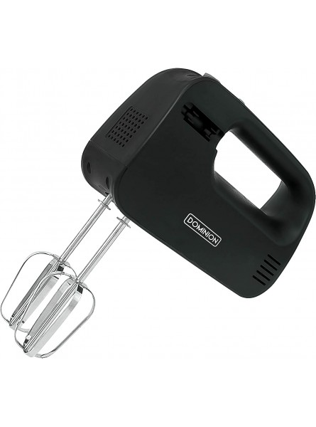 Dominion Electric Hand Mixer 3 Mixing Speeds Clever Built In Beater Storage 2 Stainless Steel Chrome Beaters Ideal for Whipping & Mixing Cookies Cakes Dough Batters Cool Touch Handle Black B084BNQ6YT