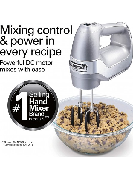 Hamilton Beach Professional 7-Speed Digital Electric Hand Mixer with High-Performance DC Motor Slow Start Snap-On Storage Case SoftScrape Beaters Whisk Dough Hooks Silver and Chrome 62657 B07L5HWHTM