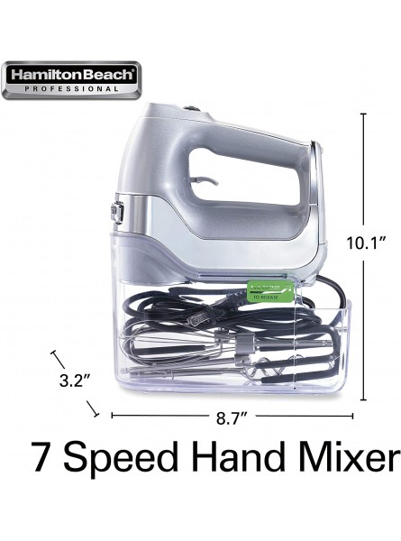 Hamilton Beach Professional 7-Speed Digital Electric Hand Mixer with High-Performance DC Motor Slow Start Snap-On Storage Case SoftScrape Beaters Whisk Dough Hooks Silver and Chrome 62657 B07L5HWHTM
