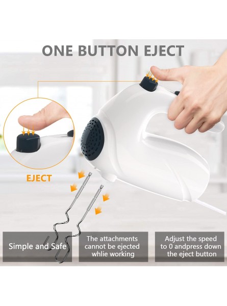 Hand Mixer Electric 120W Handheld Mixer 5 Speeds for Baking Cake Egg Cream Food Beater Turbo Boost Self-Control Speed + 5 Speed + Eject Button + 5 Stainless Steel Accessories B08ZCMV9LC