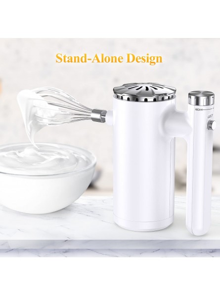Hand Mixer Electric 500W Power Handheld Mixer with Continuously Variable Speed Control + Eject Button + 5 Stainless Steel Accessories Kitchen Mixer for Easy Whipping Baking Cake White+Silver B09GJSVDBS