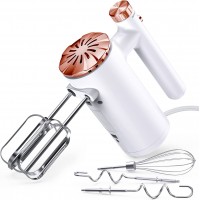 Hand Mixer Electric 500W Power Handheld Mixer with Continuously Variable Speed Control + Eject Button + 5 Stainless Steel Accessories Kitchen Mixer for Easy Whipping Baking Cake White + Rose Gold B09S5TPCZ9