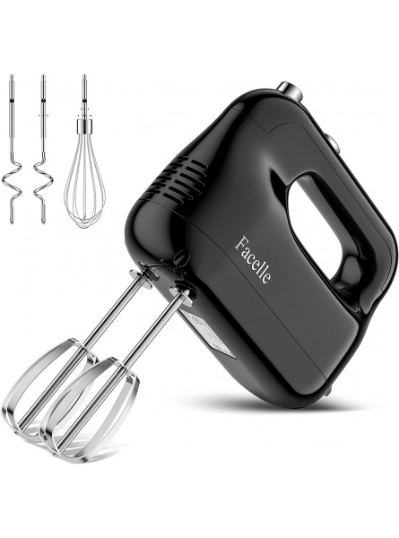 Hand Mixer Electric Facelle 400W Powerful and Stable Handheld Mixer Multi-function with Eject Button 5-Speed Adjustable Options Plus 5 Stainless Steel Accessories for Whipping Cakes Eggs Cream Cookie Renewed B0B5JJ32C1