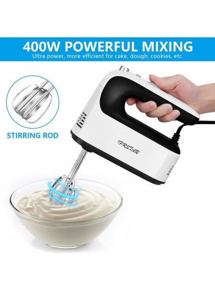 Hand Mixer Electric IPRSTAR 5-Speed 400w Turbo Power Kitchen Handheld Mixer with Storage Case and 5 Stainless Steel AccessoriesWhisk Beaters Dough Hooks Food Mixer for Cake Batters B09L7MRW93