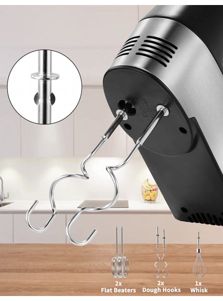 Hand Mixers Kitchen Handheld 5-Speed Best Kitchen Electric Hand Mixer with Turbo Boost Eject Button and Stainless Steel Accessories2x Flat Beaters 2x Dough Hooks 1x whisk For Egg White Whipping B099K2RLQ4