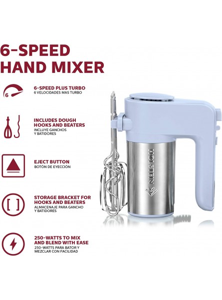 Holstein Housewares 250W 6 Speed Hand Mixer Maker Lavender Stainless Steel User Friendly One-Touch Operation,6-Speed + Turbo,HH-09101015L B08XZV258V