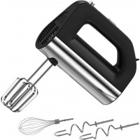 HOUCAE Hand Mixer Electric for Kitchen Rigid Material 5 Speed 250W with Turbo and Eject Button. 5 Stainless Steel Accessories for Easy Whipping Mixing Cookies Fruit Brownies Cakes and Dough Batters etc. Black. B096WTDFXK