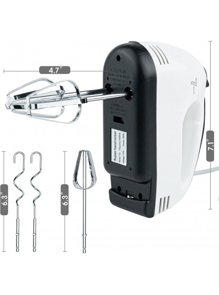 Kerilyn Hand Mixer Electric 7-Speed Control With Turbo Handheld Kitchen Mixer 4 Stainless Steel Accessories Includes Beaters Dough Hooks For Easy Whipping Mixing Cookies Cake Cream White B0B3157CWJ
