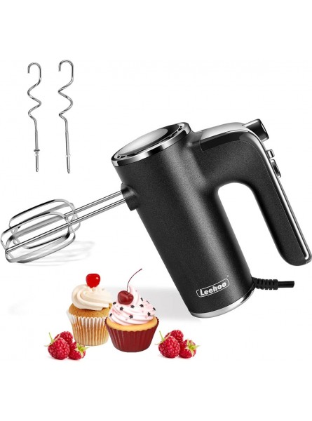 LEEHOO Hand Mixer Electric,5-Speed Hand Mixer with Turbo Handheld Egg Beaters Electric  Includes Small Hand Mixers &Dough Hooks Attachments Black B09X9SDGF7