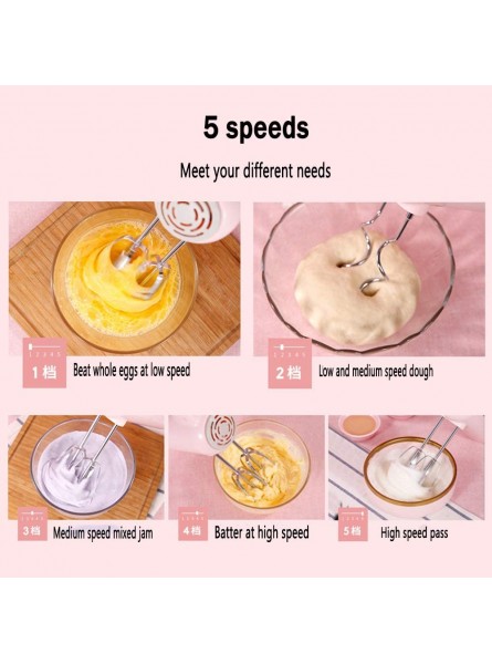 LJFJJ Compact Hand Mixer Electric 5-speed Kitchen Electric Mixer High Power Cream Egg Whisk Blender Cake Dough Bread Maker Machine Includes Beaters Dough Hooks Color : Pink B08D6KSX13
