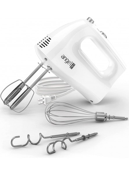 Mini Angel Hand Mixer 400W Portable Kitchen Handheld Mixer with Eject Button 5 Speed & 5 Stainless Steel Accessories Egg Beaters and Whisk for Easy Whipping Cake Cream Batters Cookies B09DY8KMVZ