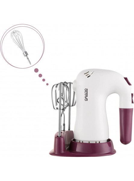 OCTAVO Hand Mixer Electric 5 Speed 400W Powerful Electric Hand Mixer Storage Base 5 Stainless Steel Accessories Eject Button Purple Hand Mixer for Whipping Dough Cream Cake & Cookies B095NRF34S