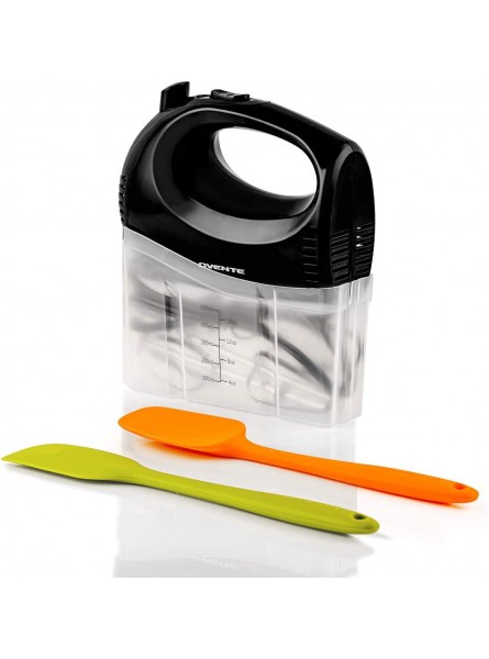 Ovente 3 in 1 Limited Bundle Set with Electric Hand Mixer with 5 Speed Mixing Power and Snap-On Storage Case + 2 Pieces Silicone Spatula with Varying Colors Perfect for Gift or Making Desserts B085FVMQY5