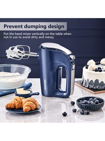 REDMOND Hand Mixer Electric 250W Power 5-Speed Handheld Mixer Includes Stainless Steel Beaters and Dough Hooks with Turbo Easy Eject Button Navy Blue B091C9RLVJ