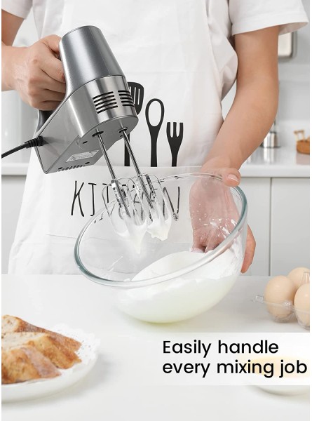SveBake Electric Hand Mixer 5 Speed 250W Turbo with Scale Cup Storage Case & 4 Stainless Steel Accessories for Easy Whipping Mixing Cookies Brownies Cakes and Dough B09FT3HR47
