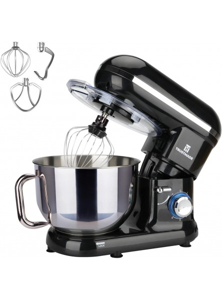 6 Speed Control Electric Stand Mixer with Stainless Steel Mixing Bowl Food Mixer Black B09XC87BTX