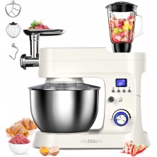 AILESSOM 8-IN-1 Electric Stand Mixer 800W 10-Speed With LCD Timer Attachments include 6.5QT Bowl Dough Hook Wire Whip Beater Blender Meat Grinder Pasta maker, Sausage Kits for Most Home Cooks B0991RN7JR