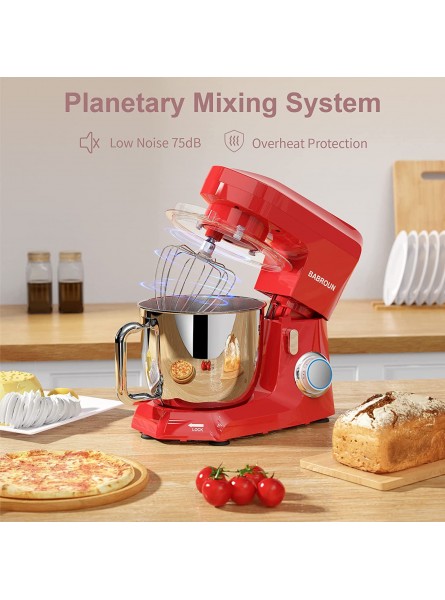 BABROUN Stand Mixer 500W 10+P Speed Compact Kitchen Electric Mixer with 4.8Qt Stainless Steel Mixing Bowl Food Mixers with Flat Beater Dough Hook Whisk for Baking Bread Cakes and Cookies Red B09JC2V43X