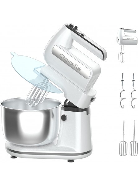 ChameTek Hand Stand Mixer with 5 Speeds 6.5 QT and Turbo Function Food Mixer for Dough Cake Baking Milkshake and Peanut Butter 【2-Way】 B0952C49BD