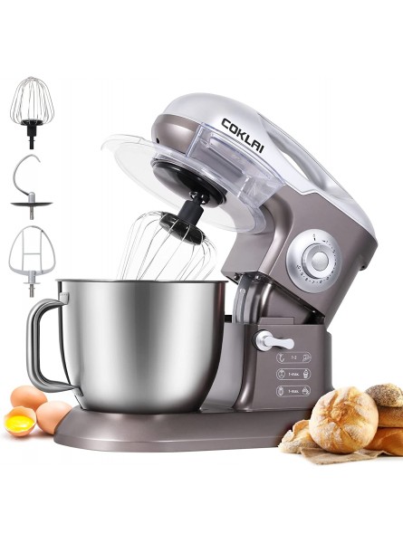 COKLAI Stand Mixer 10 Speeds Tilt-Head 660W Food Mixer 7.3-QT Electric Mixer with Stainless Steel Mixing Bowl Kitchen Mixer with Dough Hook Flat Beater Wire Whisk and Splash Guard Applicable to Baking Cakes Cookies for Most Home Cooks B0B21C1LQ9