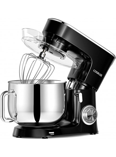 COOKLEE Stand Mixer 9.5 Qt. 660W 10-Speed Electric Kitchen Mixer with Dishwasher-Safe Dough Hooks Flat Beaters Wire Whip & Pouring Shield Attachments for Most Home Cooks SM-1551 Black B089K6246V