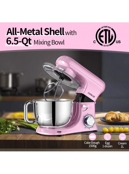 COOKLEE Stand Mixer All-Metal Series 6.5 Qt. Kitchen Electric Mixer with Dishwasher-Safe Dough Hooks Flat Beaters Whisk & Pouring Shield Attachments for Most Home Cooks SM-1515 Sakura Pink B08LCZTWBP