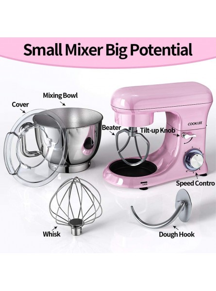 COOKLEE Stand Mixer All-Metal Series 6.5 Qt. Kitchen Electric Mixer with Dishwasher-Safe Dough Hooks Flat Beaters Whisk & Pouring Shield Attachments for Most Home Cooks SM-1515 Sakura Pink B08LCZTWBP
