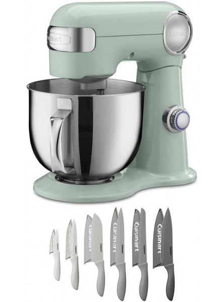 Cuisinart SM-50G Precision Master 5.5-Quart Stand Mixer 500W Agave Green Bundle with Cuisinart Advantage 12-Piece Gray Knife Set with Blade Guards B09RQ4R1W5