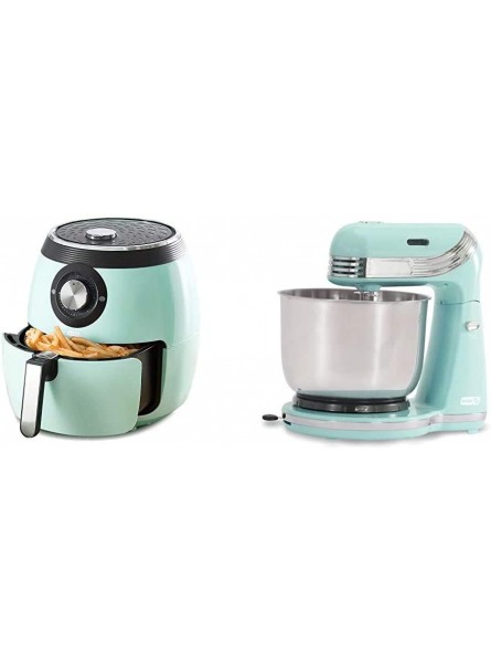 Dash DFAF455GBAQ01 Deluxe Electric Air Fryer + Oven Cooker 6 Quart 6 qt Aqua & Stand Mixer Electric Everyday Use: 6 Speed with Dough Hooks & Mixer Beaters 3 qt Stainless Steel Mixing Bowl Aqua B08SRS4TV8