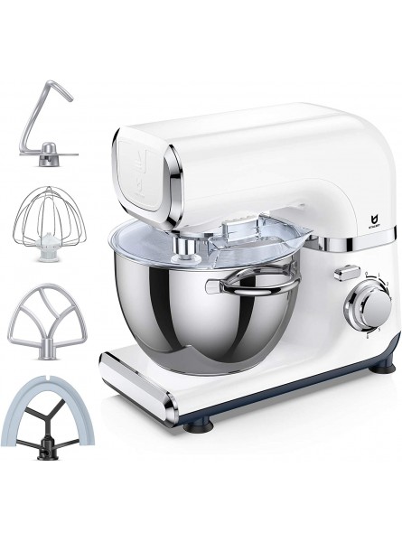 Electric Stand Mixer UTALENT 6 Adjustable Speeds Automatic Tilt-Head Mixer with Flex Edge BeaterBowl Scraper Egg Whisk Dough Hook Flat Beater Splash Guard and 4.2 QT Stainless Steel Bowl for Baking Butter Cakes and Cookies White B08SQ3CR82