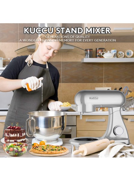 KUCCU Stand Mixer 8.5 Qt 800W 6-Speed All Metal Household Stand Mixer,Tilt-Head Food Dough Mixer,Dough Hook,Whisk Beater Egg white separator Silver B09GY2CPLC