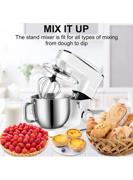 Likein Stand Mixer 7.4-QT 660W 6-Speed Tilt Head Kitchen Electric Food Mixer with Dough Hook Mixer Beater Wire Whisk Splash Guard White B0B1DK6R5Q